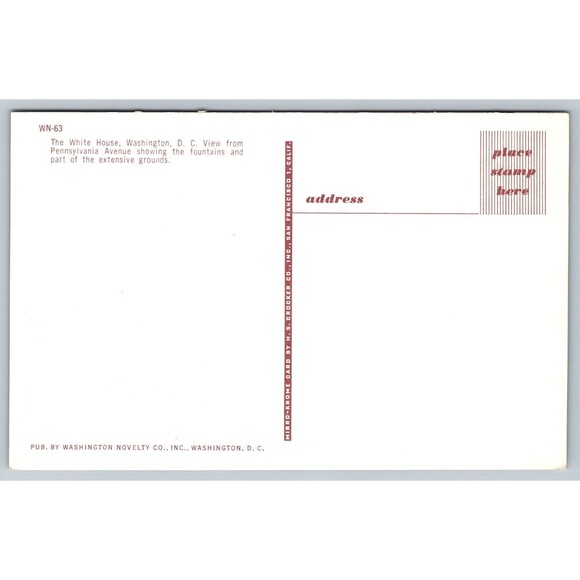 Postcard Washington D. C. The White House Pennsylvania Avenue c1950s Fountain - Picture 2 of 2